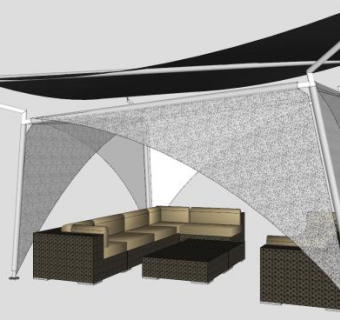 张拉膜户外遮阳伞SU模型下载_sketchup草图大师SKP模型