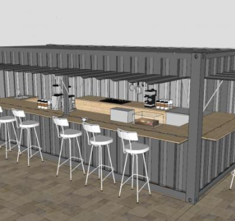 集装箱饮品店奶茶店开放式SU模型下载_sketchup草图大师SKP模型