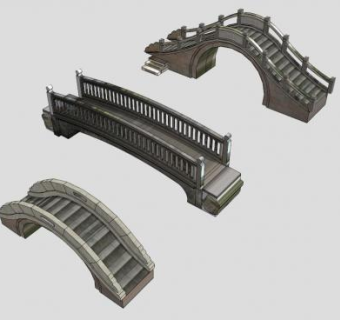 三款中式仿古石拱桥SU模型下载_sketchup草图大师SKP模型