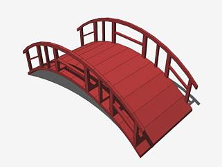 中式红色拱桥<em>SU模型</em>下载_sketchup草图大师SKP模型