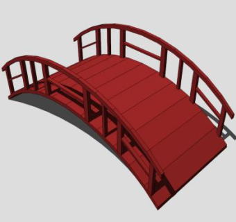 中式红色拱桥SU模型下载_sketchup草图大师SKP模型