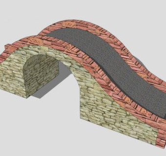单孔石拱桥SU模型下载_sketchup草图大师SKP模型