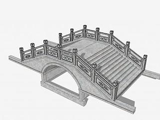 中式拱桥<em>景观桥</em>SU模型下载_sketchup草图大师SKP模型