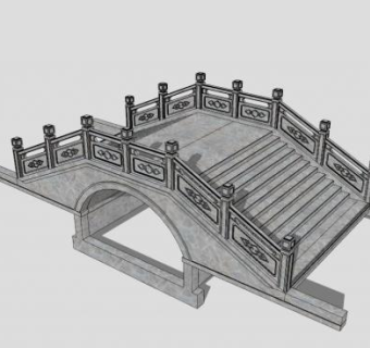 中式拱桥景观桥SU模型下载_sketchup草图大师SKP模型