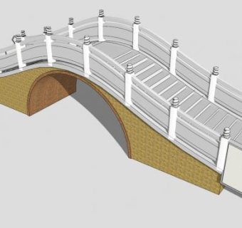 中式汉白玉拱桥SU模型下载_sketchup草图大师SKP模型