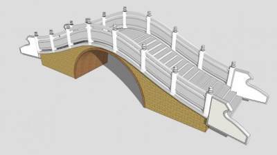 中式汉白玉拱桥SU模型下载_sketchup草图大师SKP模型