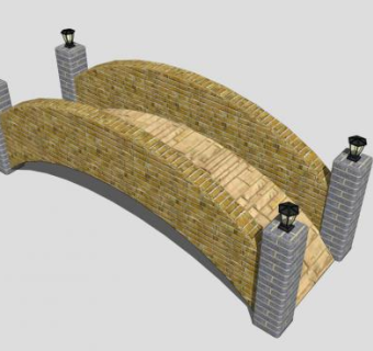 小型景观桥拱桥SU模型下载_sketchup草图大师SKP模型