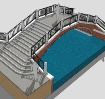 新中式单孔石拱桥SU模型下载_sketchup草图大师SKP模型