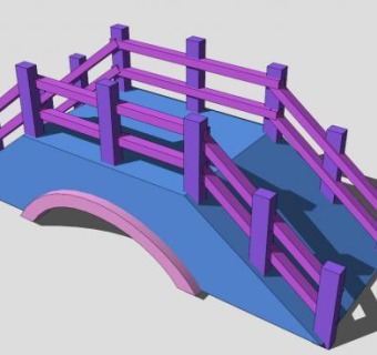 弧形紫色单孔拱桥SU模型下载_sketchup草图大师SKP模型