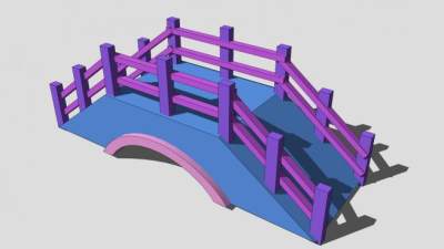 弧形紫色单孔拱桥SU模型下载_sketchup草图大师SKP模型