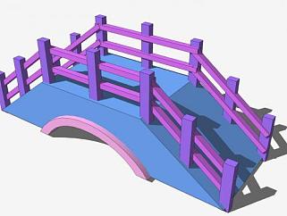 <em>弧形</em>紫色单孔拱桥SU模型下载_sketchup草图大师SKP模型