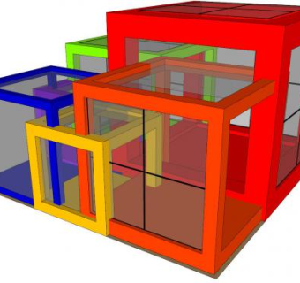 多色块玻璃阳光房SU模型下载_sketchup草图大师SKP模型