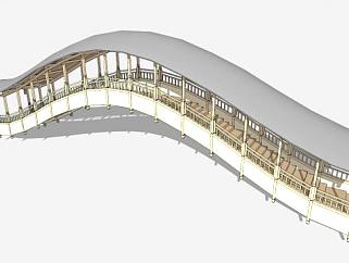 新中式弧形廊桥拱桥SU模型下载_sketchup草图大师SKP...