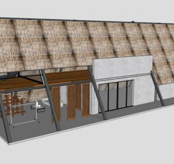 热带村庄房子经典建筑SU模型下载_sketchup草图大师SKP模型