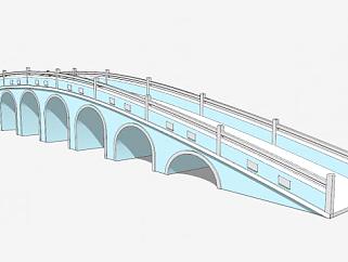 新中式多孔石拱<em>桥</em>SU模型下载_sketchup草图大师SKP模型