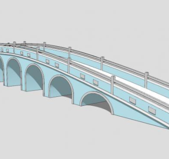 新中式多孔石拱桥SU模型下载_sketchup草图大师SKP模型