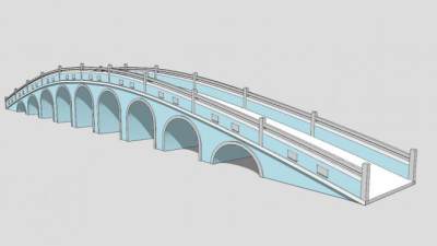 新中式多孔石拱桥SU模型下载_sketchup草图大师SKP模型