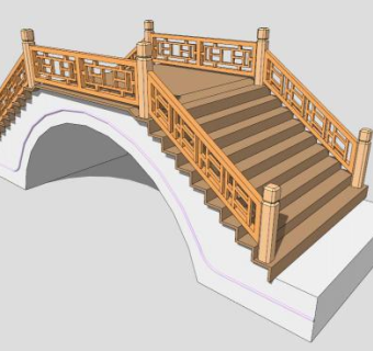新中式小型单孔拱桥SU模型下载_sketchup草图大师SKP模型