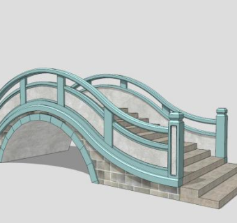 中式单孔景观桥石拱桥SU模型下载_sketchup草图大师SKP模型