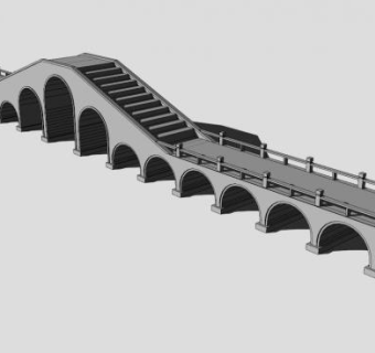 中式多孔景观桥石拱桥SU模型下载_sketchup草图大师SKP模型