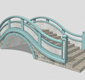 中式弧形景观桥拱桥SU模型下载_sketchup草图大师SKP模型