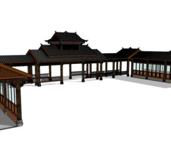 石阡连廊廊架SU模型下载_sketchup草图大师SKP模型