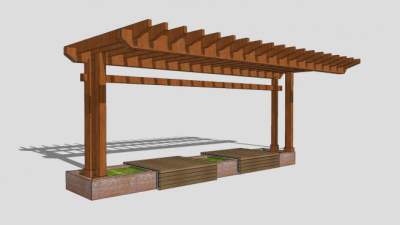 花廊和花坛座椅SU模型下载_sketchup草图大师SKP模型