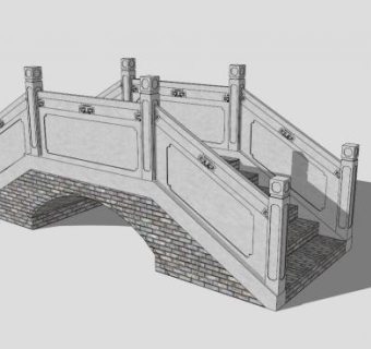 中式仿旧景观桥石拱桥SU模型下载_sketchup草图大师SKP模型