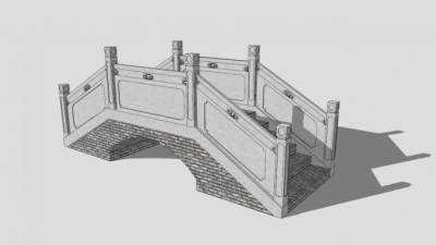 中式仿旧景观桥石拱桥SU模型下载_sketchup草图大师SKP模型