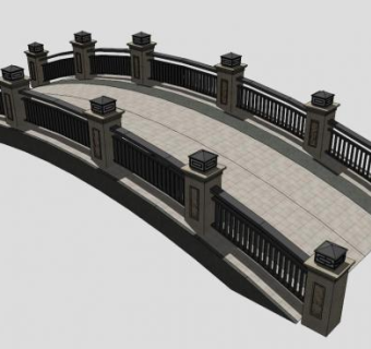 新中式弧形石拱桥SU模型下载_sketchup草图大师SKP模型