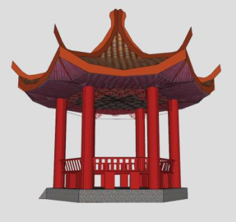 汉青亭子SU模型下载_sketchup草图大师SKP模型