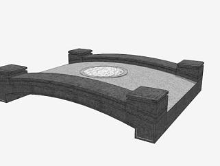 新中式黑色弧形石拱桥SU模型下载_sketchup草图大师SKP模型