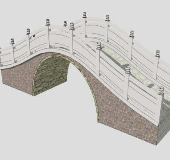 中式汉白玉圆弧拱桥SU模型下载_sketchup草图大师SKP模型