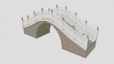 中式汉白玉圆弧拱桥SU模型下载_sketchup草图大师SKP模型