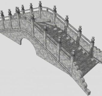 新中式景观桥石拱桥SU模型下载_sketchup草图大师SKP模型