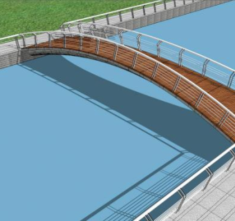 现代木桥拱桥SU模型下载_sketchup草图大师SKP模型