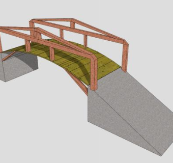 园区景观木桥SU模型下载_sketchup草图大师SKP模型