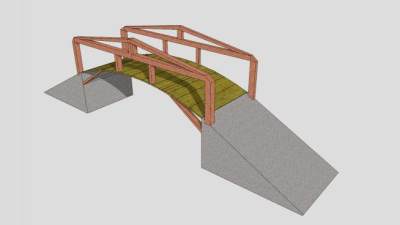 园区景观木桥SU模型下载_sketchup草图大师SKP模型
