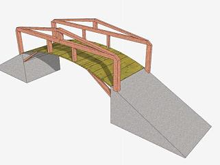 园区景观木桥SU模型下载_sketchup草图大师SKP模型