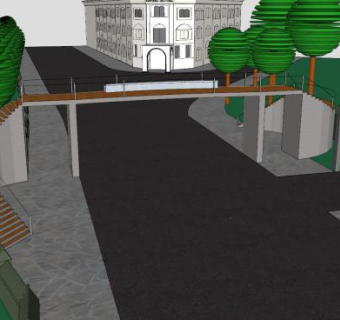 楼房天桥SU模型下载_sketchup草图大师SKP模型