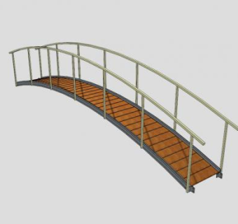 现代防腐木桥SU模型下载_sketchup草图大师SKP模型