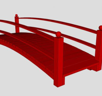 小型红色木桥SU模型下载_sketchup草图大师SKP模型