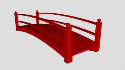 小型红色木桥SU模型下载_sketchup草图大师SKP模型