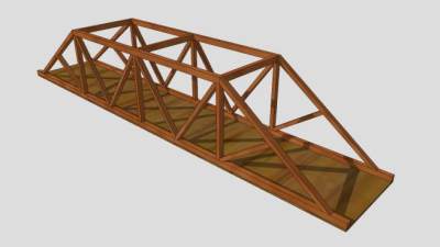 公园景观木桥SU模型下载_sketchup草图大师SKP模型