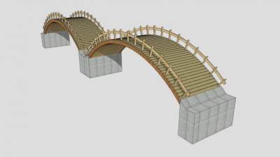 中式抛物线形景观木桥SU模型下载_sketchup草图大师SKP模型