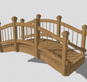 小型景观木桥SU模型下载_sketchup草图大师SKP模型