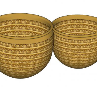 陶瓷水缸SU模型下载_sketchup草图大师SKP模型