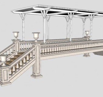 欧式廊桥SU模型下载_sketchup草图大师SKP模型