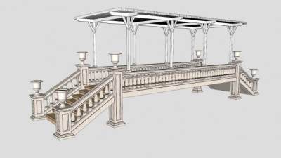 欧式廊桥SU模型下载_sketchup草图大师SKP模型