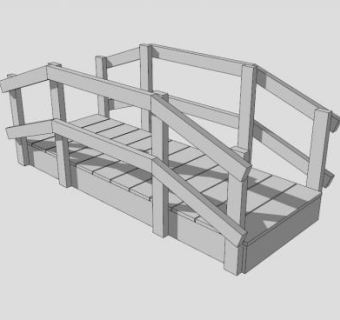白色小型木桥SU模型下载_sketchup草图大师SKP模型